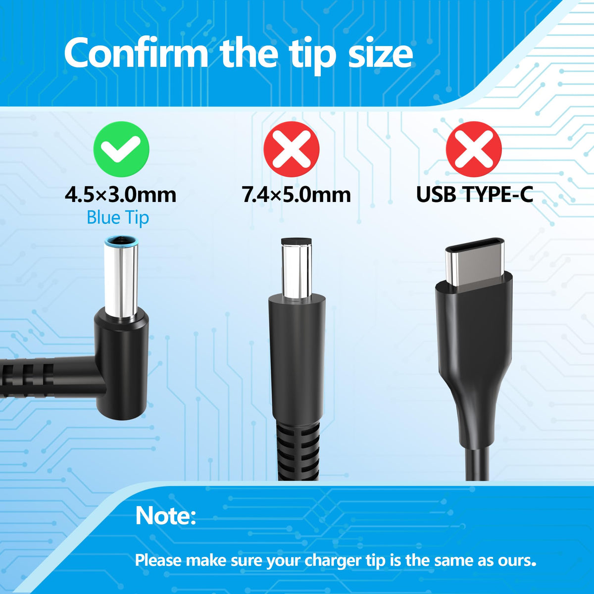AYKLCZUU 45W Charger Compatible with HP Laptop Charger Blue Tip 4.5mm,741727-001 TPN-C125 HSTNN-LA40 HSTNN-DA40 854054-002 HSTNN-CA40 740015-002