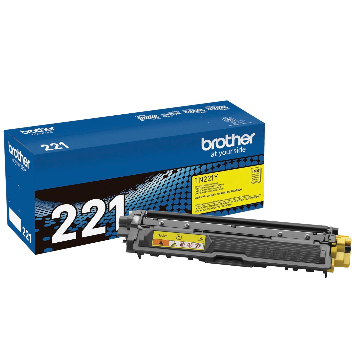 Brother Genuine Standard Yield Toner Cartridge, TN221Y, Replacement Yellow Color Toner, Page Yield Up to 1,400 Pages, Amazon Dash Replenishment