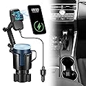 This Hill Cup Holder Phone Charger, 15W Fast Charging Auto Clamping, Phone Holder for Cup Holder Charger with Adjustable Base & 360° Rotation