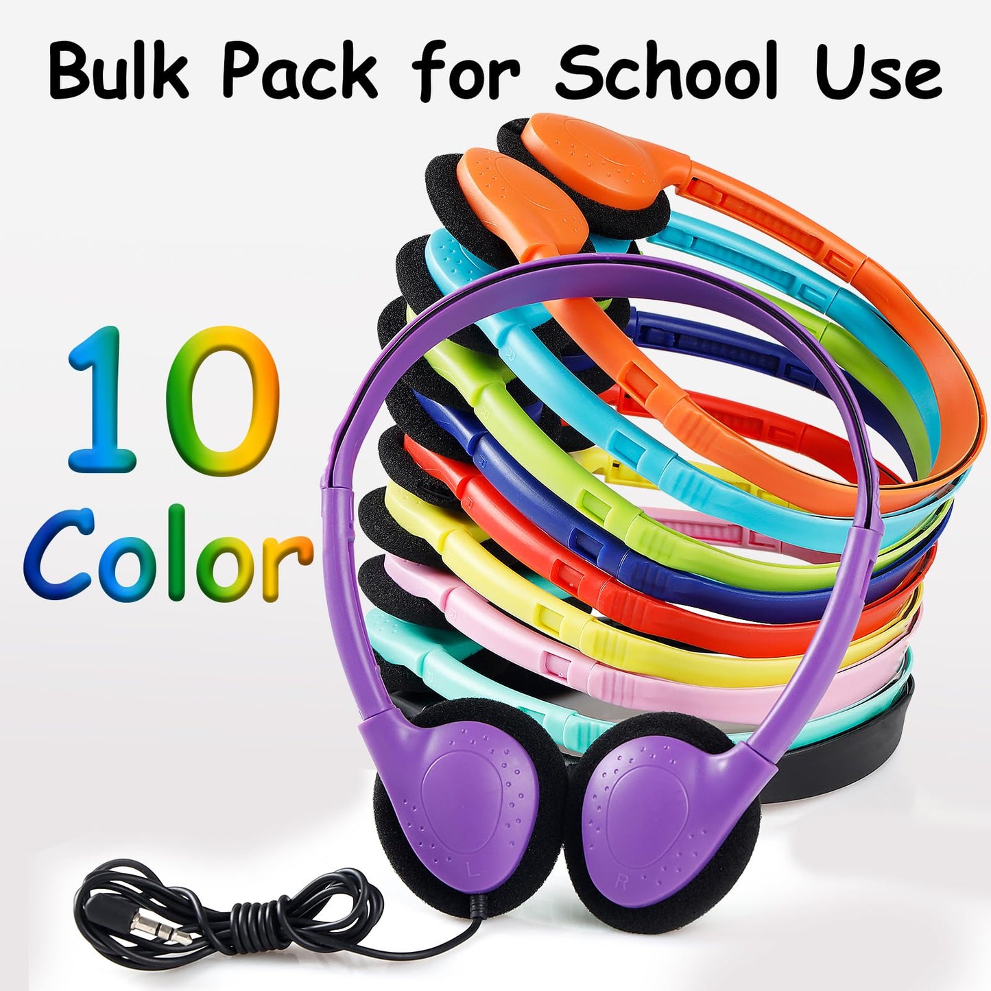 ZXQZYM Classroom Bulk Headphones 15 Pack for School Students Children Teen Boys Girls Wholesale Kids Wired Adjustable Headphones for Classroom 3.5mm…