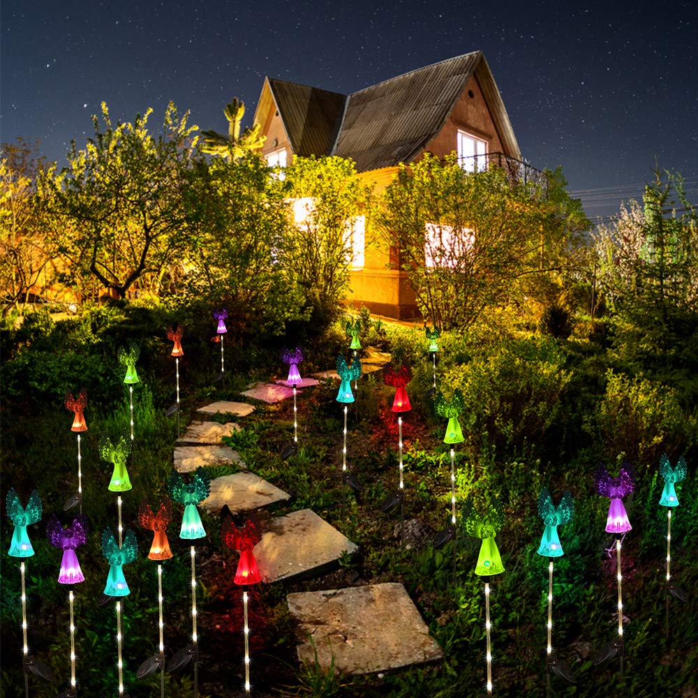 Qualife Solar Angel Lights Outdoor, Garden Gifts for Housewarming Mom Women,Solar Powered Decorative Lights for Garden Yard Patio, Cemetery Grave