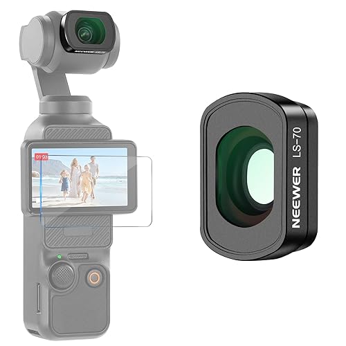 NEEWER 0.72X FOV 112° Wide Angle Lens Compatible with DJI Osmo Pocket 3 Creator Combo Accessories, Multi-Layer Magnetic Action Cam Aspheric Lens