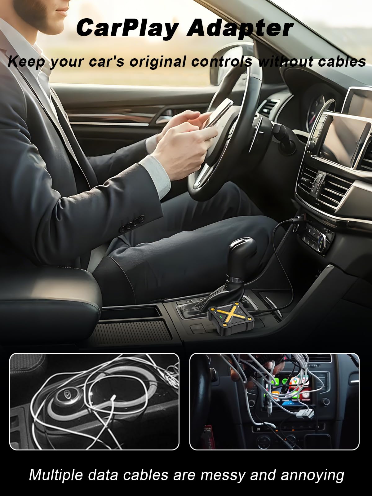 Velontork Wireless CarPlay Adapter for Apple iPhone - Bluetooth 5.3 Plug & Play, No Latency, Auto Reconnect, Compatible with 2016+ Factory Wired