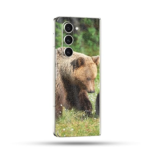 MightySkins Glossy Glitter Skin Compatible With Samsung Galaxy Z Fold 5 Full Wrap - Grizzly | Protective, Durable High-Gloss Glitter Finish | Easy…
