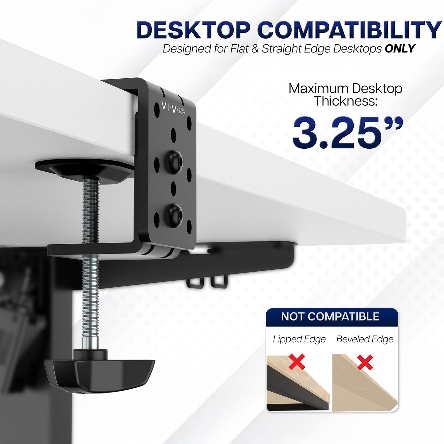 VIVO Heavy Duty Desk Clamp for Monitor Mount Desk Stand, No Scratch Universal Replacement C-clamp, Tabletop Surfaces up to 3.25 inches, Easy Install