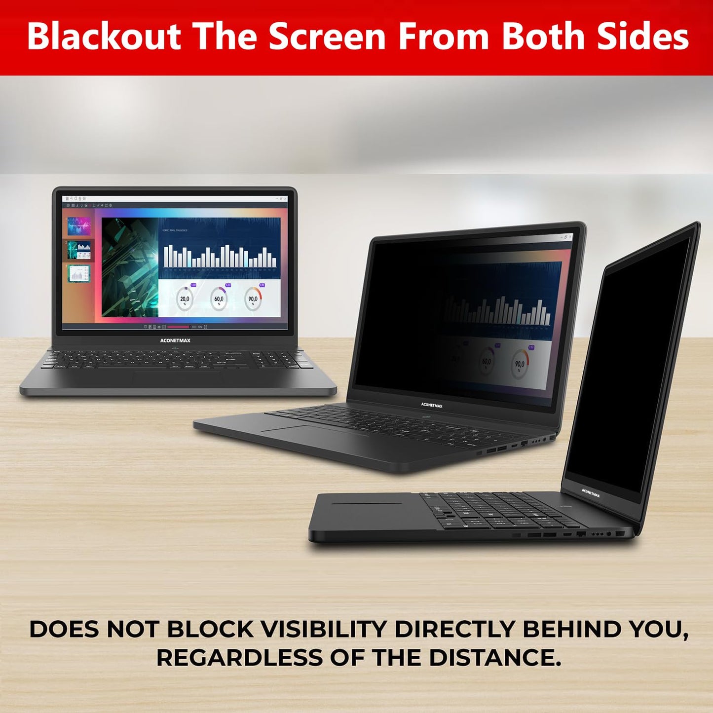 14 inches Magnetic Privacy Screen for Laptop Widescreen 16:9 Monitor | Computer Privacy Shield | Anti Glare & Blue Light Filter | UV & Eye Protection