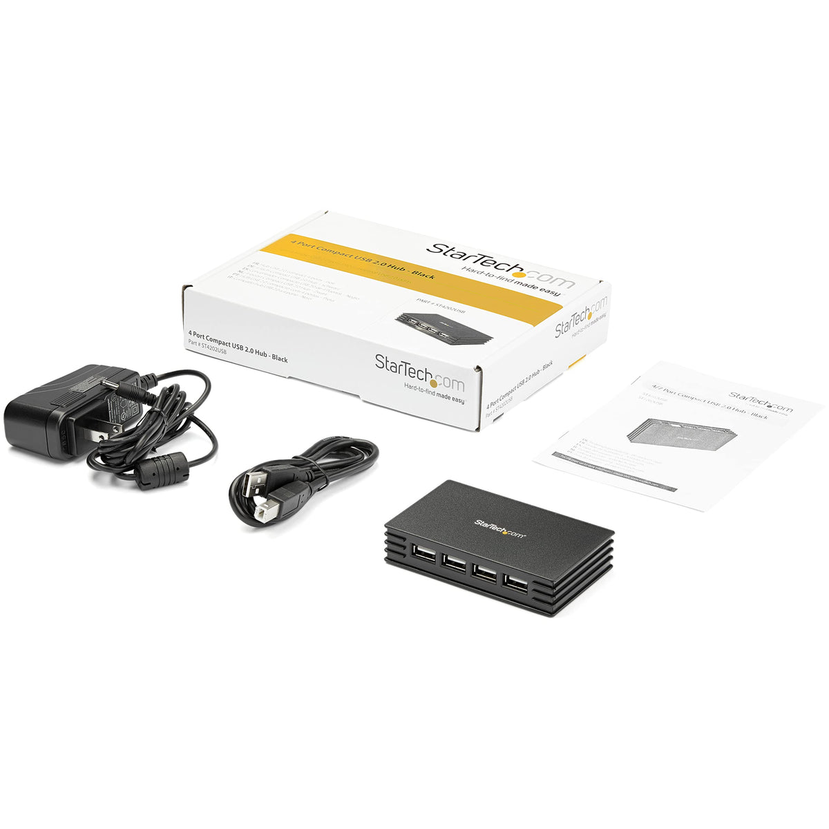 StarTech 4-Port USB 2.0 Hub, Bus or Externally Powered, TAA (ST4202USB)
