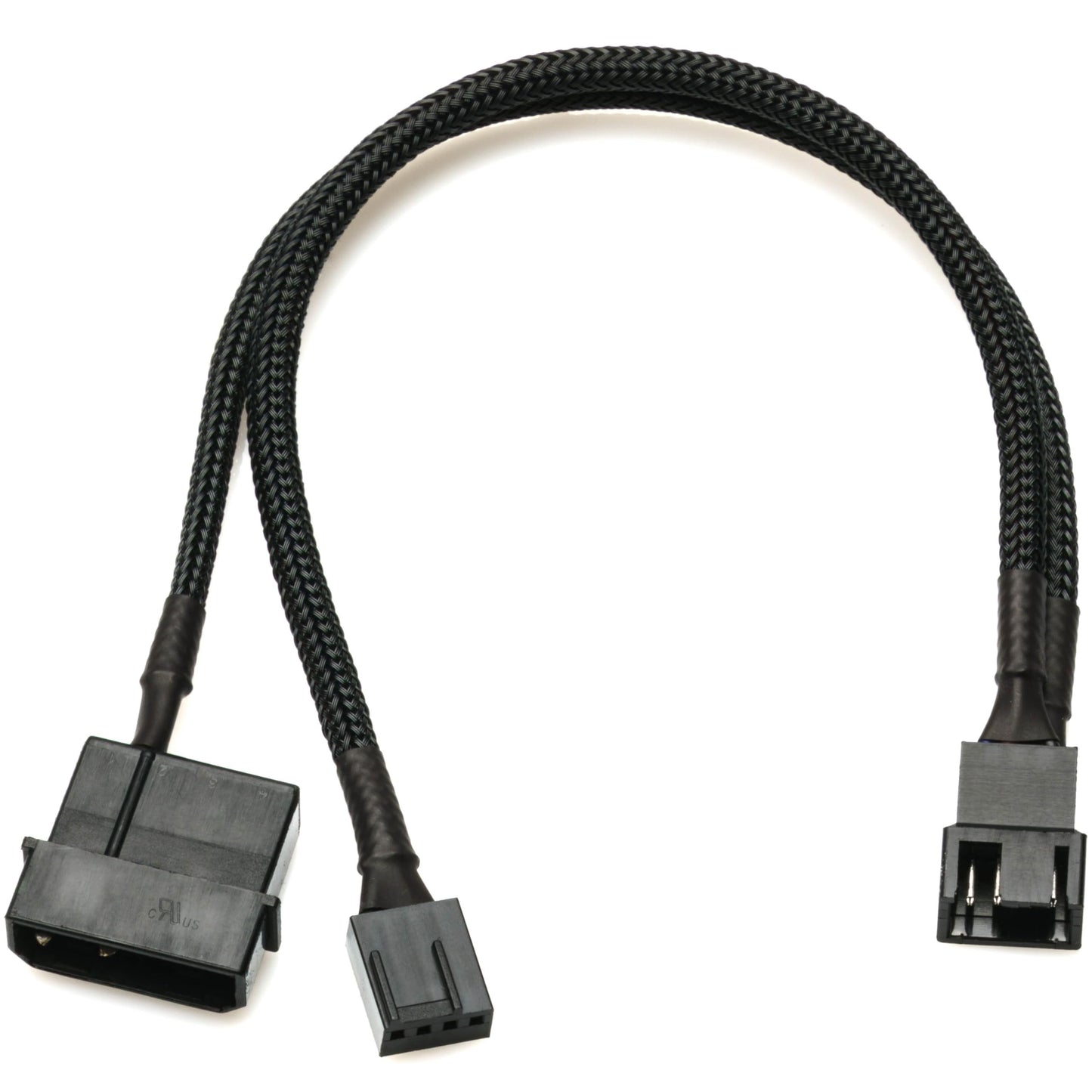CRJ 4-Pin Molex High Power PC Fan Adapter Cable - 10-inch (25cm), Black Sleeved - High Current 12V Power Adapter from a 4-Pin Peripheral ATX Connector