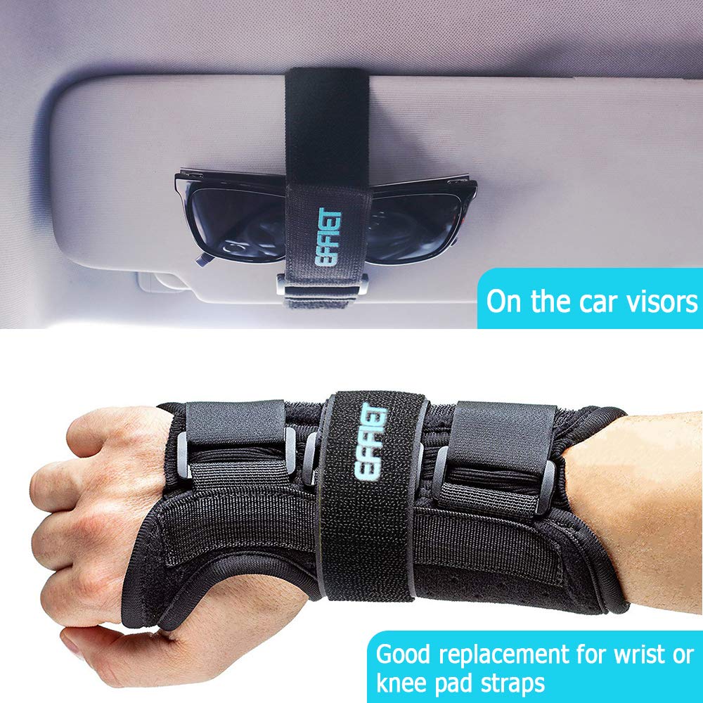 3 Packs Elastic Hook and Loop Cinch Straps for Car Visor Glasses Holder, EFFIET Adjustable Storage Strap Extension Cord Wrap Magic Securing Organizer