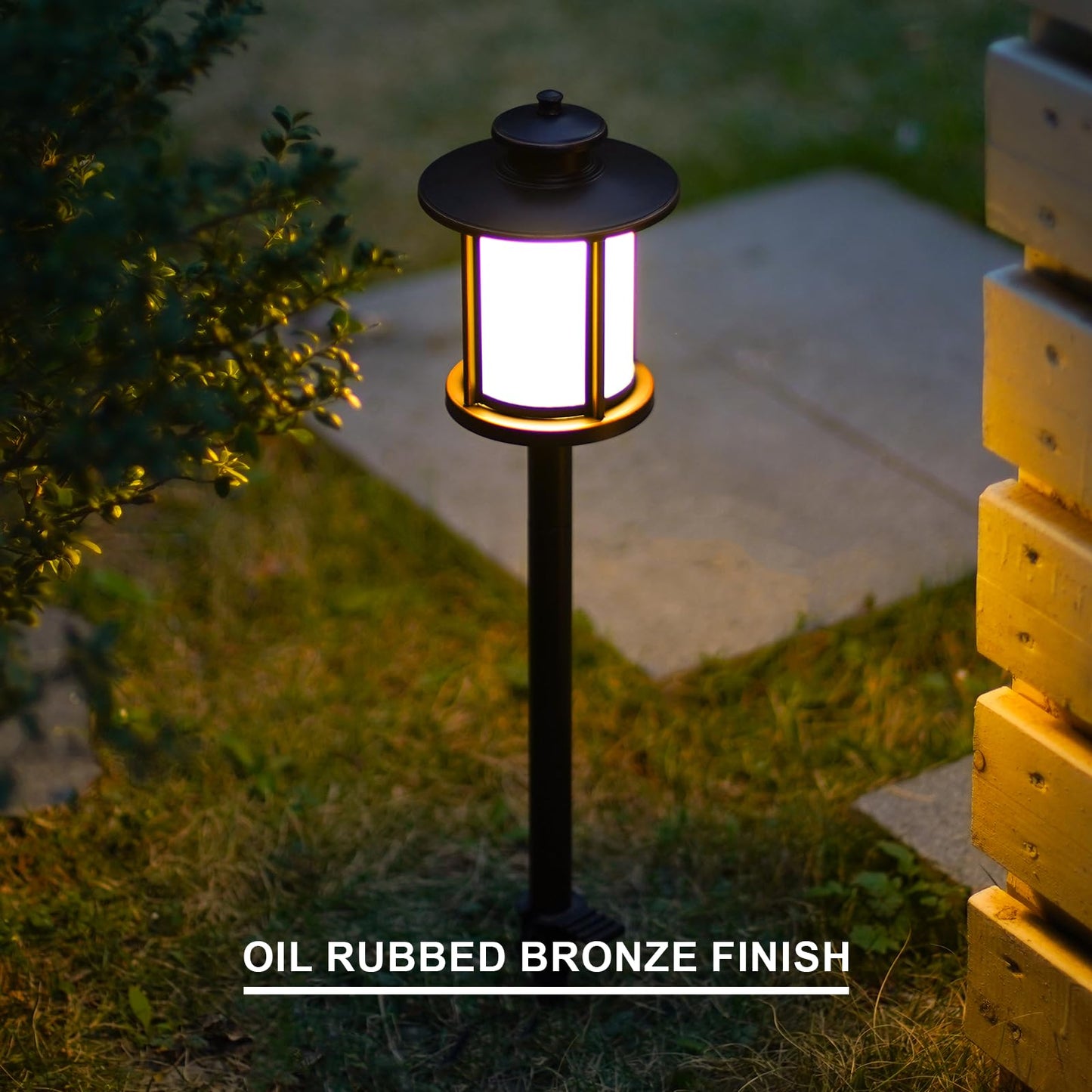 GOODSMANN Low Voltage Landscape Lighting Oil Rubbed Bronze 2PK Path Lights Low Voltage 3W LED 180 Lumen 3000K Warm White with Cable Connectors