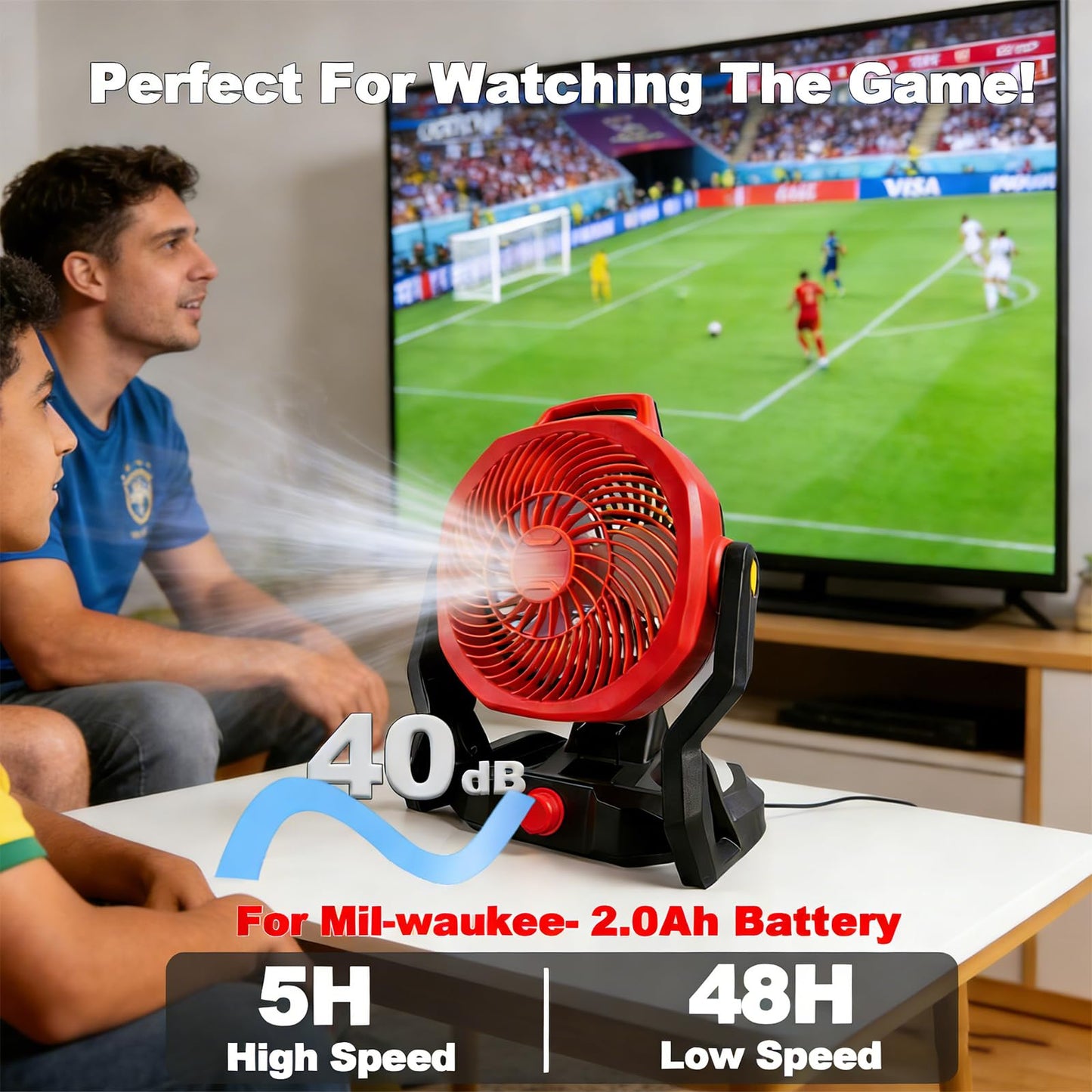 WeToolGoo Cordless Brushless Jobsite Fan Compatible with Milwaukee 18V Battery, Battery Powered Fan 650 CFM Variable Speed, or AC Power for Outdoor