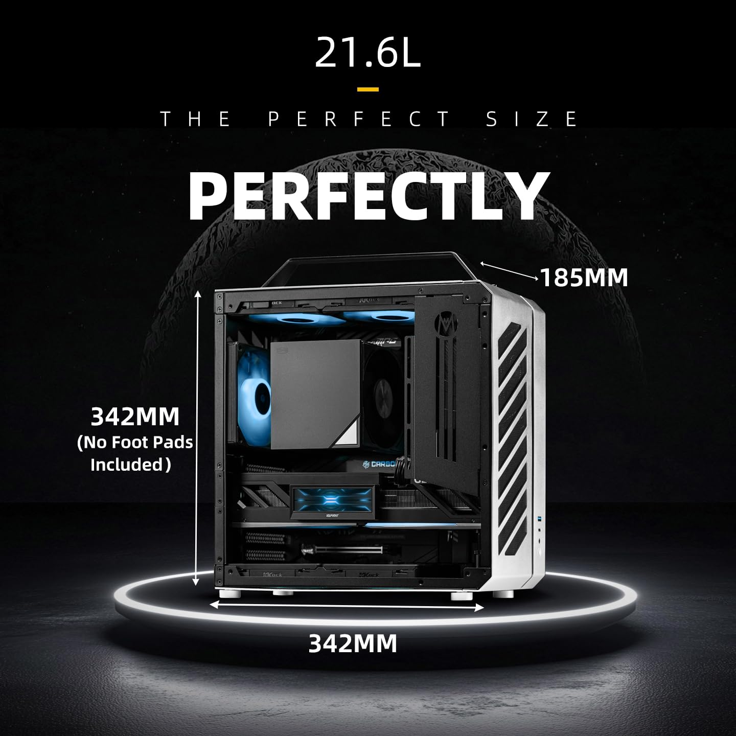 Mechanic Master C34 Compact ATX Case with Carry Handle, Portable Desktop Computer Chassis, Supports 240mm Liquid Cooling & ATX PSU, GPU up to 335mm