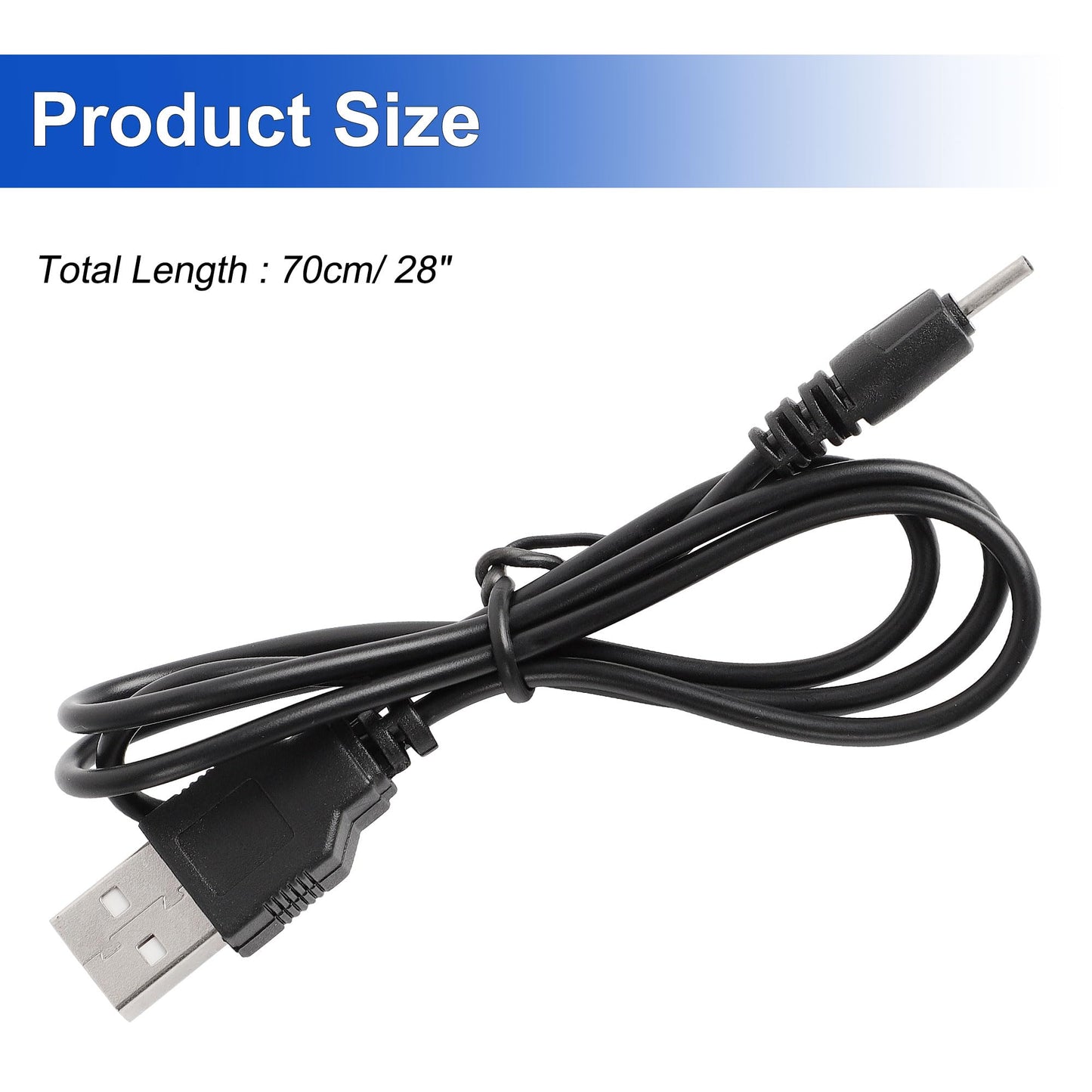 uxcell USB Replacement Charger Cable, Fast Charging Cord DC 2mm Small Pin, Flexible Plug Barrel Connector 70cm Portable Cable for Nokia N78 N79 5230