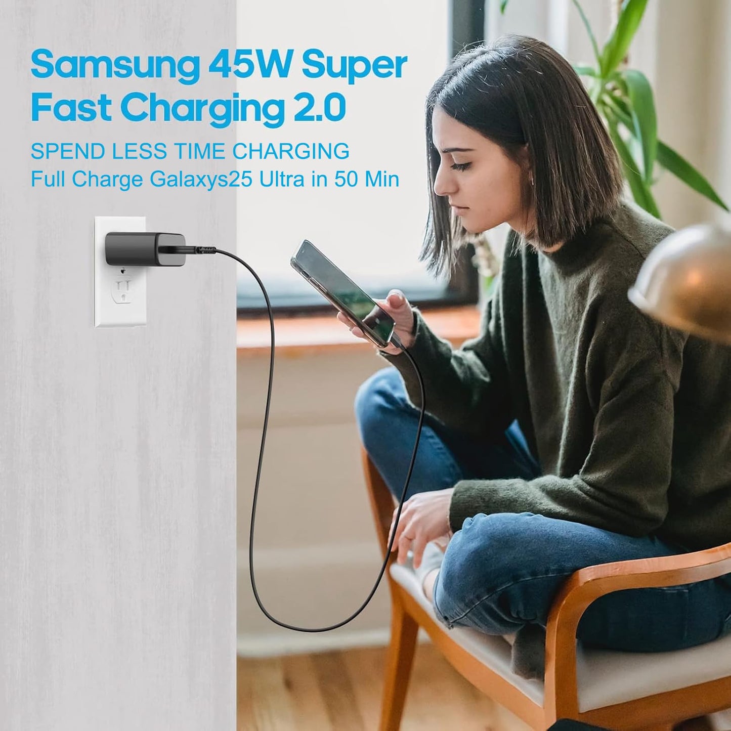 Samsung 45W USB C Fast Charging Block Type C Wall Plug Charging Brick for Samsung Galaxy S26/S26 Ultra/S26+/S25 Ultra/S25/S25+/S24