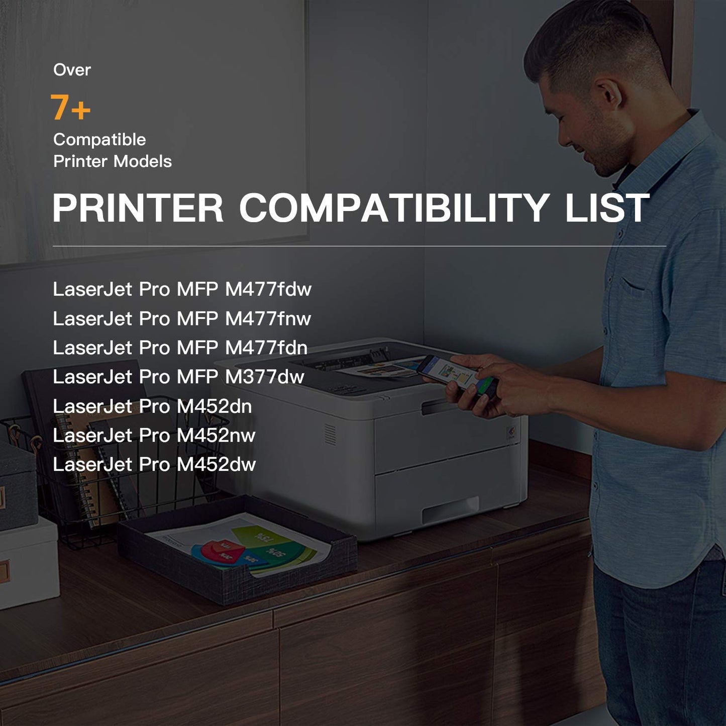 E-Z Ink (TM) Compatible Toner Cartridge Replacement for HP 410A CF410A CF411A CF412A CF413A to use with Color Laserjet Pro MFP M477fdw M477fdn M477fnw