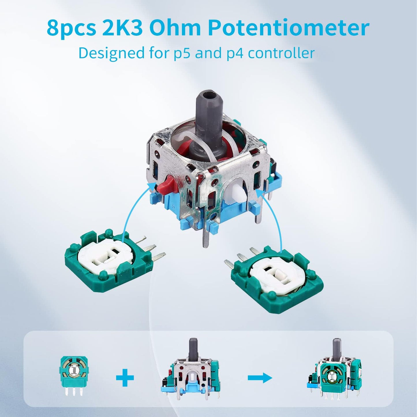 Joysticks Replacement for P5 Controller, AOLION 3D P5 Joystick Module Parts, 105 PCS P5 Controller Replacement parts with 8 Potentiometer, 50