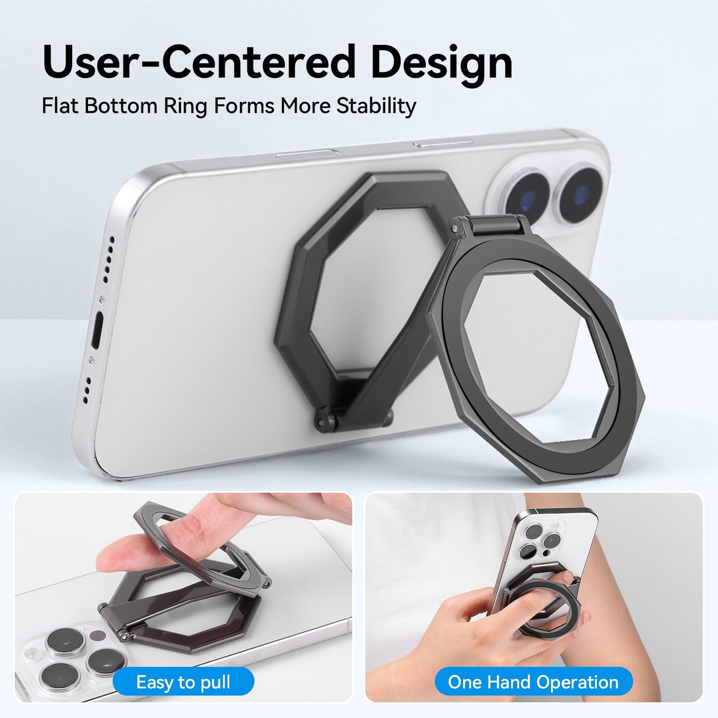 LIXUNIANCHEN Octagonal Dual Magnetic Foldable 360° Rotating Phone Holder Car Desktop Fitness Universal Use Compatible with iPhone 12-17 Pro