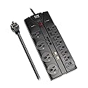 Eaton Tripp Lite TLP1208SAT Home Theater Surge Protector Power Strip, 12 Outlets, Flat Plug 8ft Extension Cord, 2880 Joules Coax, RJ11 and RJ45 Port