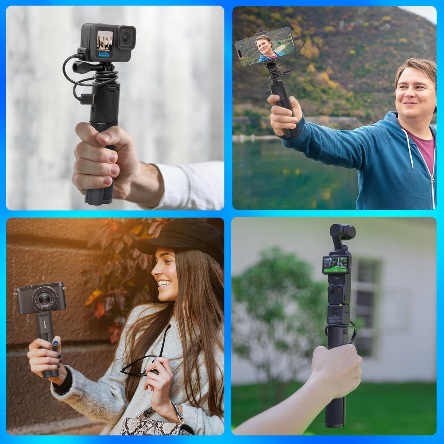 Suptig Handle Battery Mount, Battery Charger 10000mAh Comptible for Gopro Hero 13,12,11,10-5, Gopro Max2, DJI osmo Pocket 3, Canon, Akaso, DJI Action