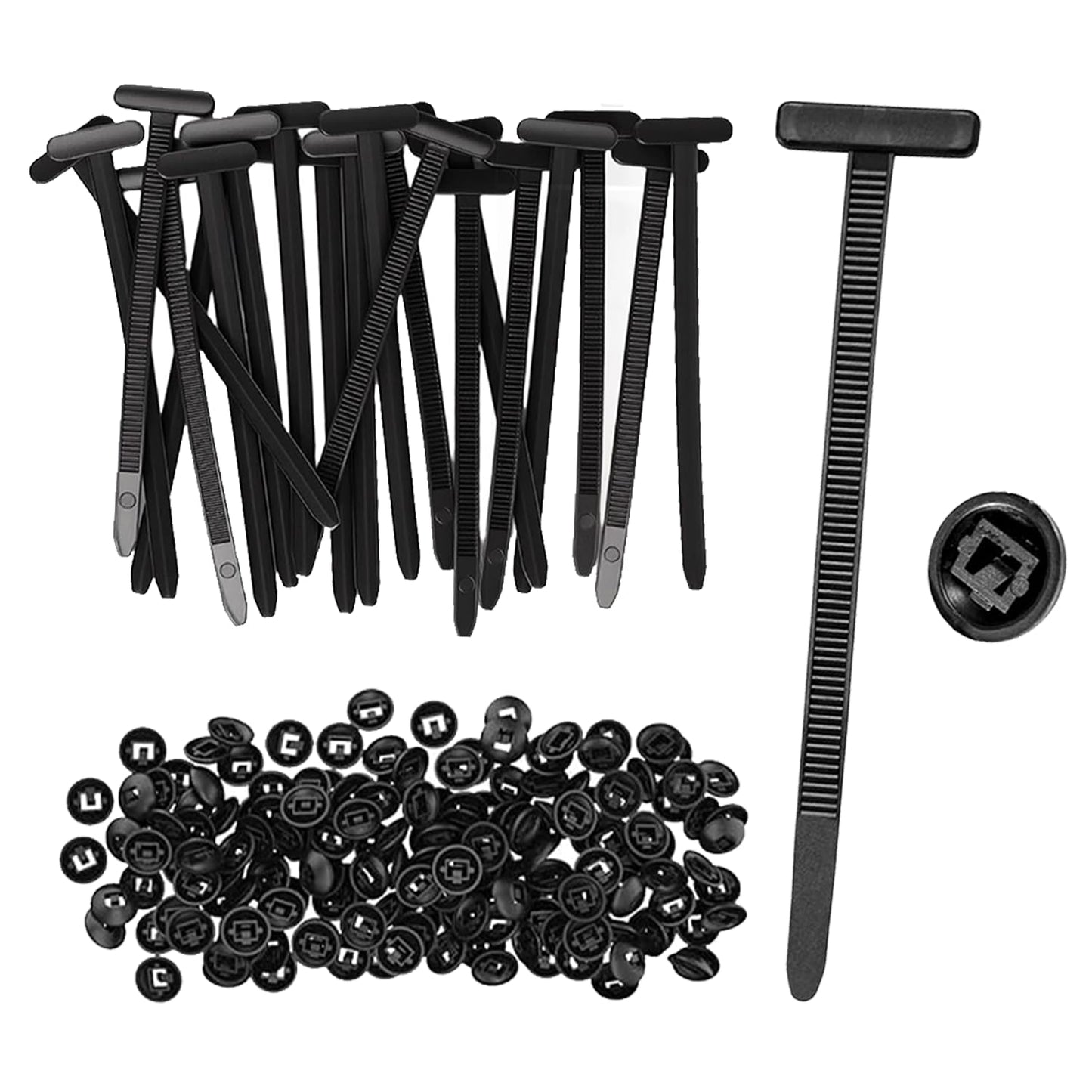 100PCS Nylon Universal Cable Tie Buckle,New Multi-Purpose Nylon Zip Clips with Pin & Button Design Plastic Cable Ties,Tool Fasteners Car Body UV