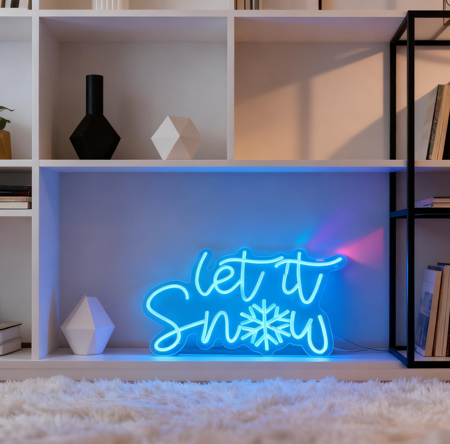 Let It Snow Light Neon Sign, USB Powered Dimmable Decorative Neon Light for Home Living Room Bedroom Winter Holiday Party Decor Wall Table Light Up