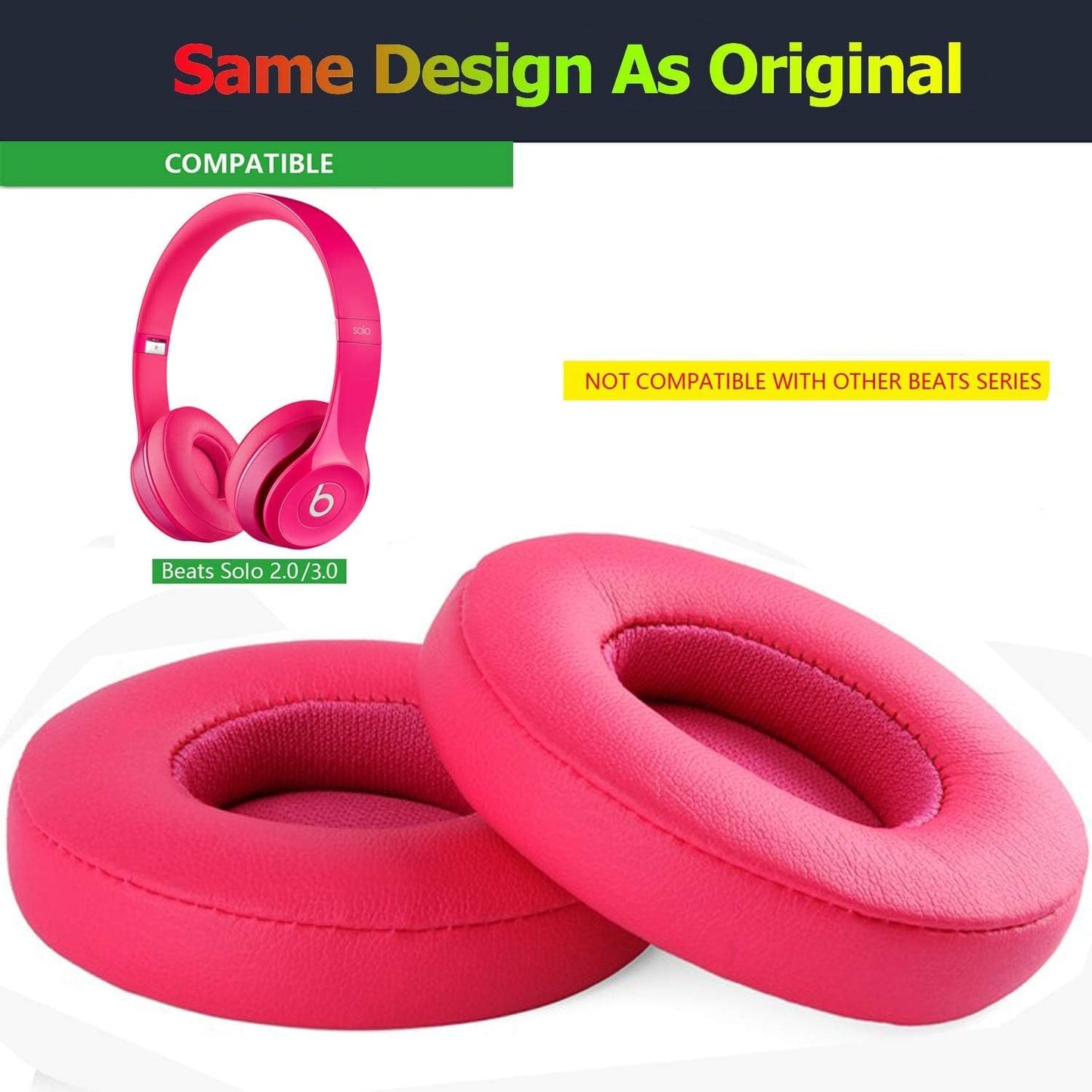 Beats Solo 3 Ear Pads Replacement, BUTIAO Soft Protein Leather Memory Foam Headphone Earpads Ear Cushions Pad for Beats by Dre Solo 3 Wireless & Solo