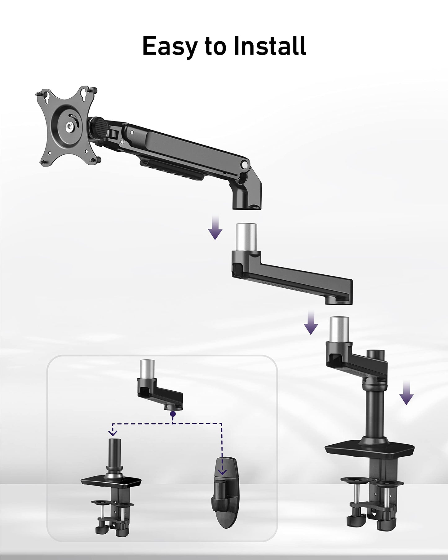 Extension Arm Only for Ergounion Monitor Mounts, to Increase Arm Length, Perfect Upgrade for The E6/W6 Series Monitor Arm | Not Compatible with Other