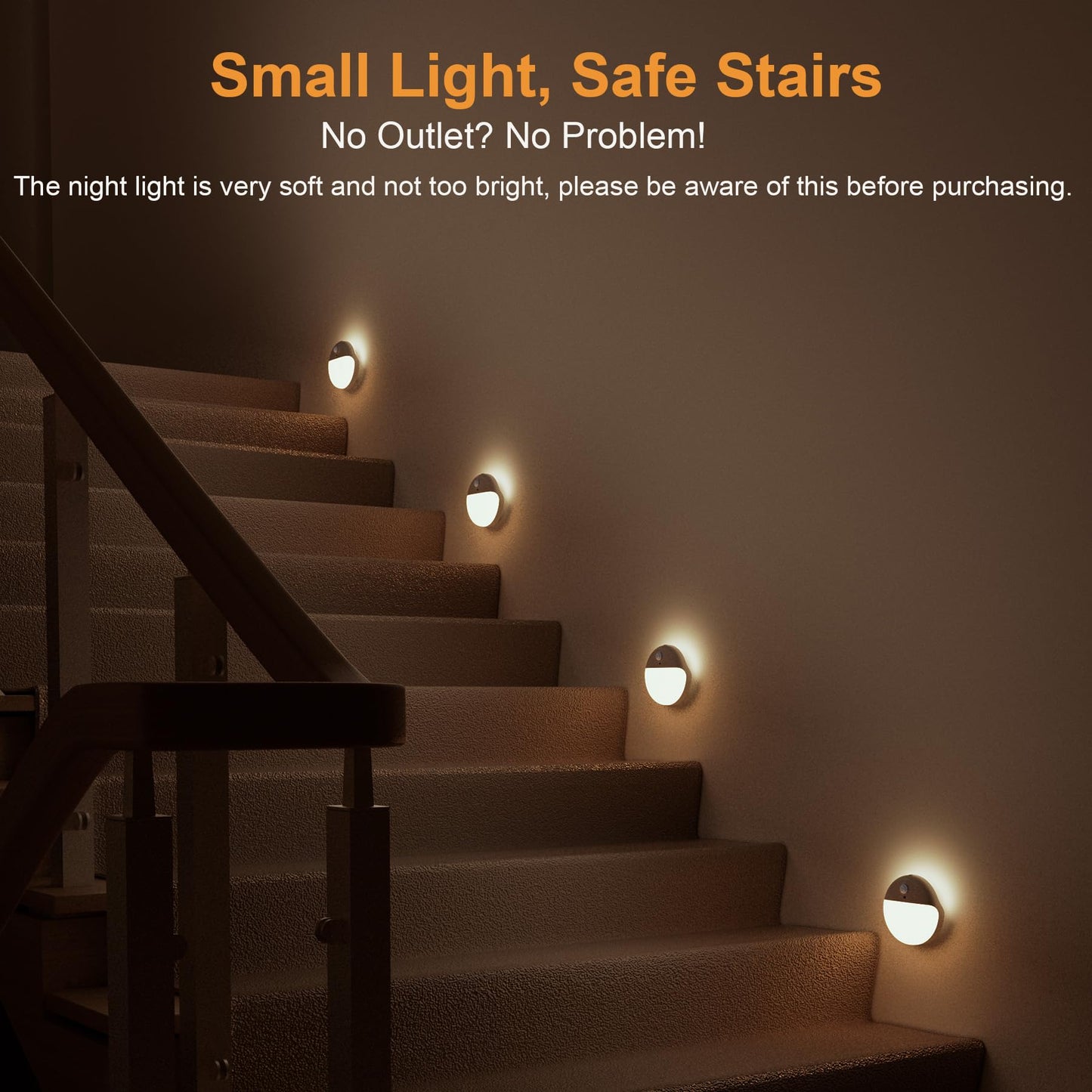 YUNLEX 2 Pack Motion Sensor Light Indoor, 2.6" Small Stick on Lights for Stairs, Bathroom, Dimmable Battery Night Light, 3 Light Modes, Soft LED Light