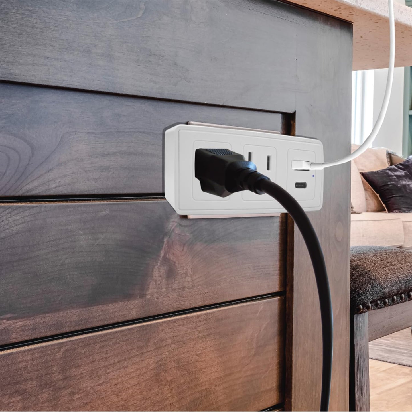 Multi Plug Wall Outlet Surge Protector with USB Ports - 2 Outlet Extender with 2 USB Ports (1 USB-C) - 300J Power Strip with Adapter Spaced Outlets
