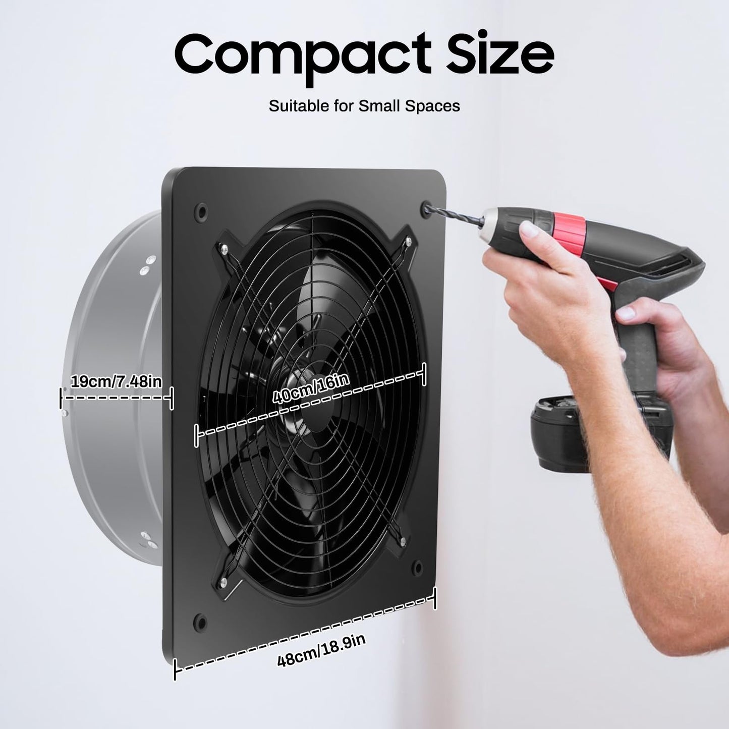 Diyauzpb 16'' Explosion-Proof Exhaust Fan, 300W Industrial Axial Flow Fan with Isolation Cover, 2800RPM, Exhaust Flow Blower Fans, Warehouse Paint