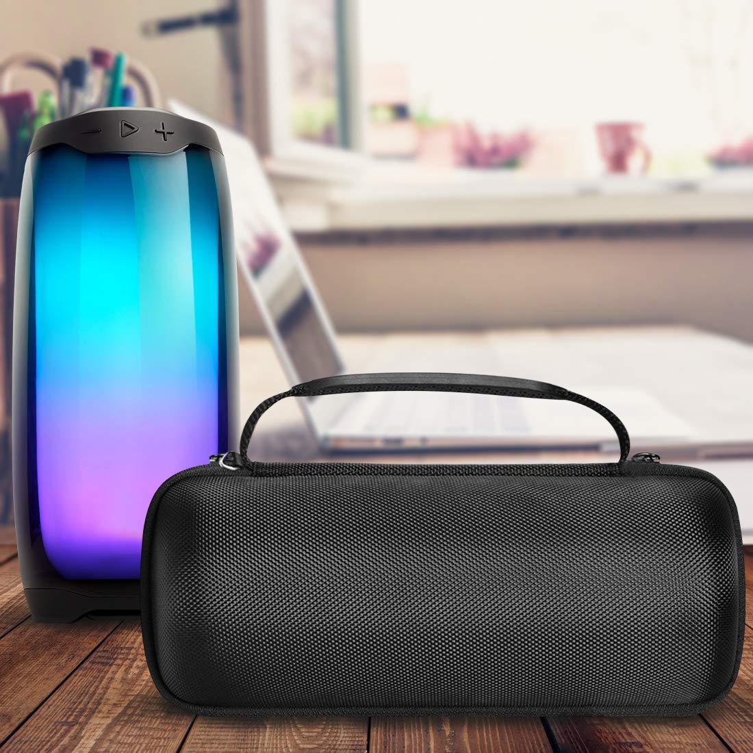 Geekria Shield Speaker Case Compatible with JBL Pulse 4, Replacement Hard Shell Portable Speaker Protective Carrying Bag with Cable Storage Keychain