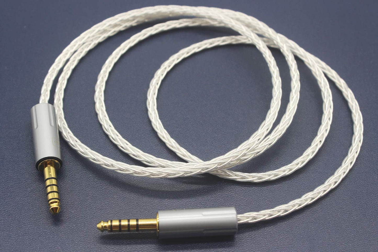 Youkamoo 4.4mm Male to Male Balanced 5 Pole 8 Core Silver Plated Headphone Adapters Cable Silver Plated Aux Cable 1m