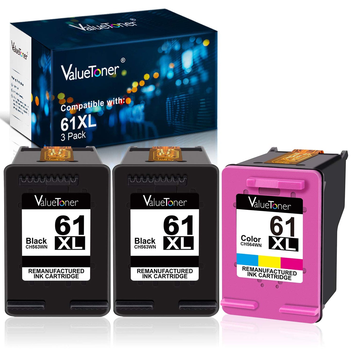 Valuetoner Remanufactured Ink Cartridge Replacement for HP 61XL 61 XL High Yield Used in Envy 4500 5530, Deskjet 2540 1510 1000 1010, Officejet 4630