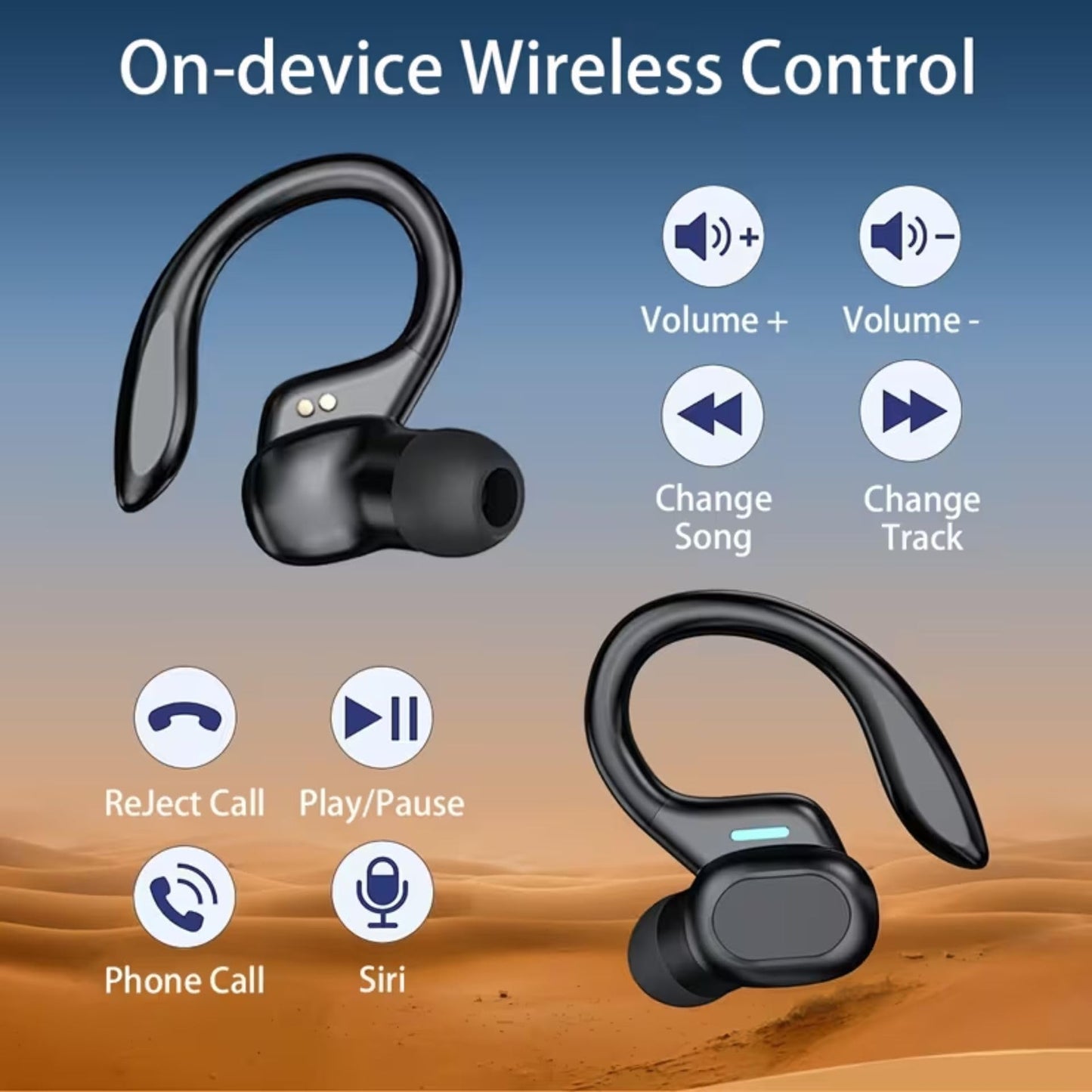 Audance Wireless Sport Earbuds with Ear Hooks, Bluetooth 5.4 Secure Fit Ear Buds for Running & Gym, Sweatproof IPX7, 50H Playtime Charging Case, 4-Mic
