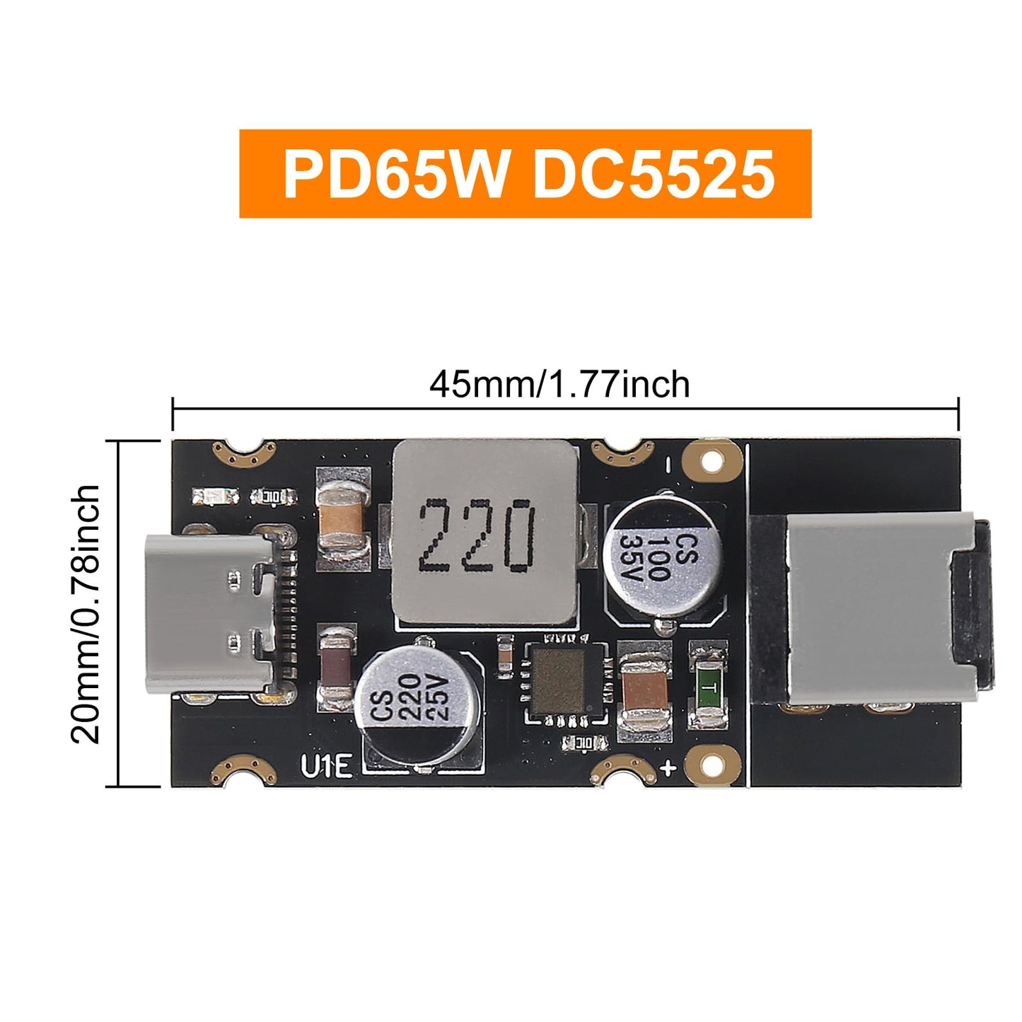 AITRIP 3PCS PD65W Fast Charging Module, 5V3A 9V3A 12V3A 20V3.25A to USB C PD3.1 QC3.0 Charging Circuit Board for Phone Fast Charging (with DC 5.5X2.5…