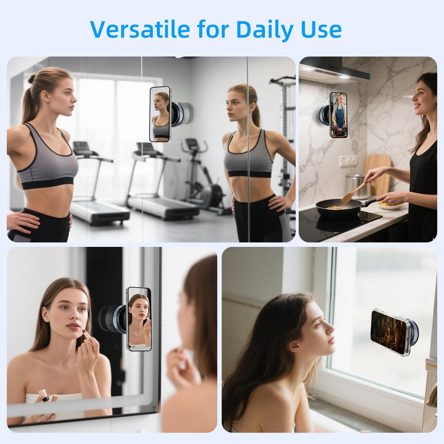 volport 360°Adjustable Vacuum Magnetic Phone Holder, Removable Reusable Suction Cup Cell Phone Mount for Magsafe iPhone Use in Mirror Bathroom Wall