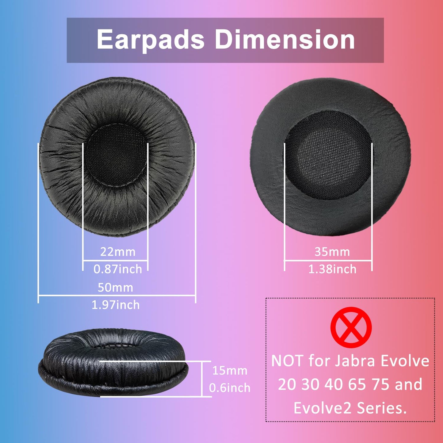 Ear Cushions for Jabra Headset, 50mm Earpads Replacement Headphone Covers for Jabra PRO 920 930 9470 9400BS GN2000 Biz 1500 1900 2400II Plantronics