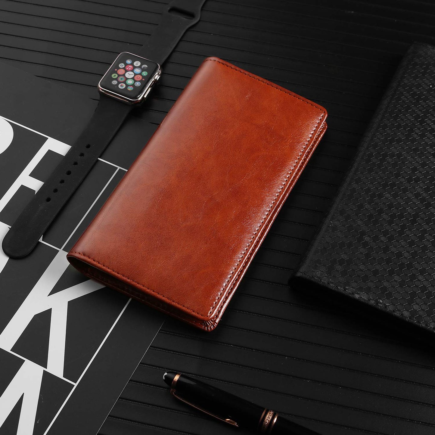 IKEPOD Leather Checkbook Cover for Men Women RFID Blocking by GNEGNI