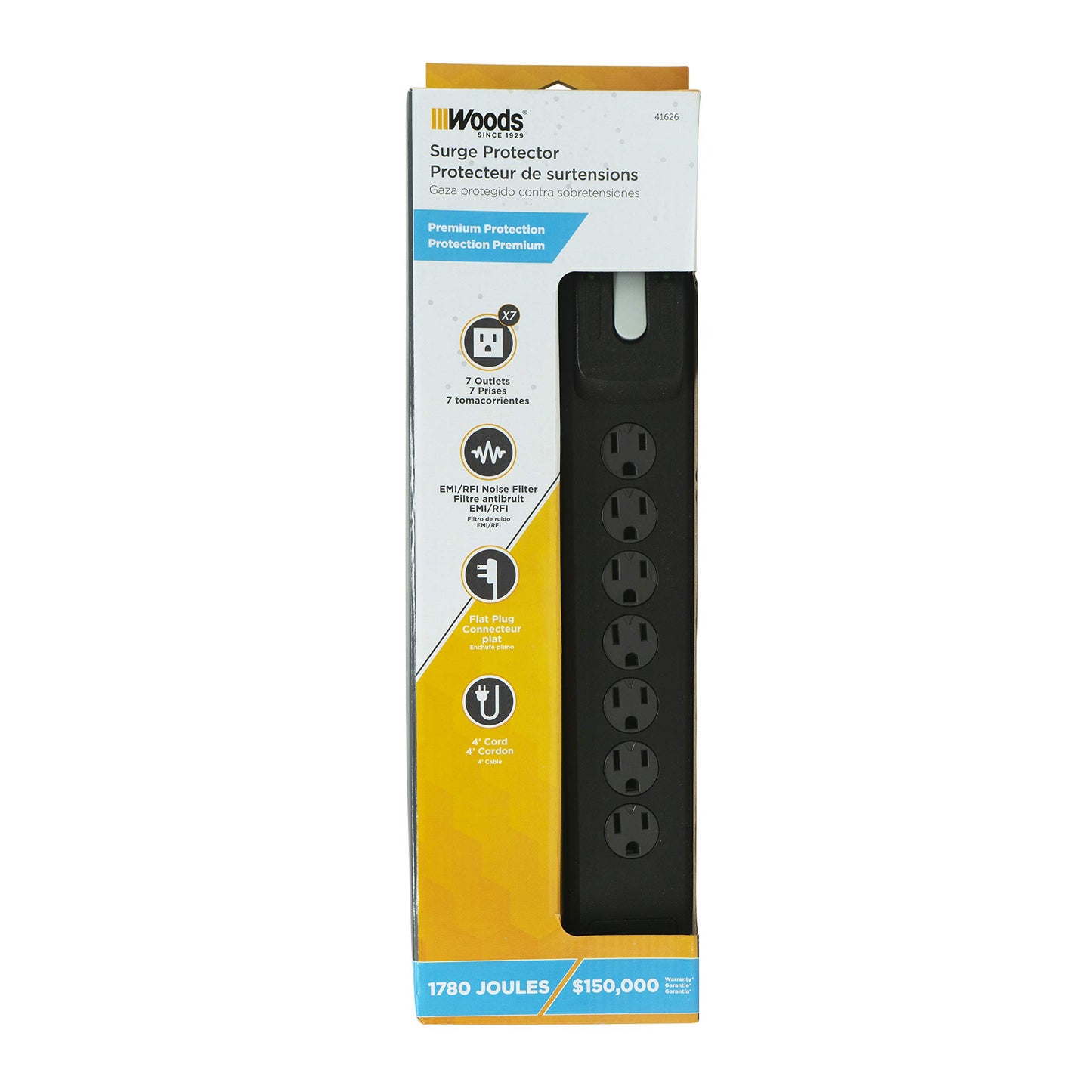 SURGE, PROTECTOR 7-OUT 1780J 4' CORD BLACK