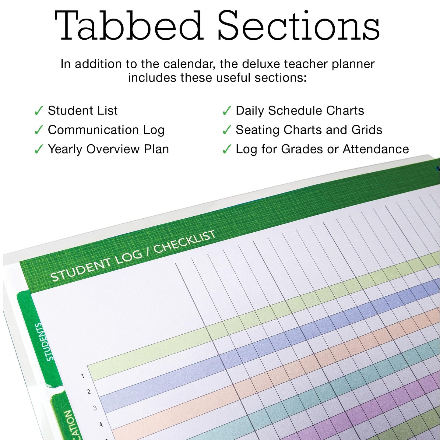 DELUXE TEACHER PLANNER Aug 2026-Jul 2027 8.5x11 Daily Weekly Monthly Organizers with 7 Periods, Pocket Folder, Dated Calendar, Page Tabs, Bookmark
