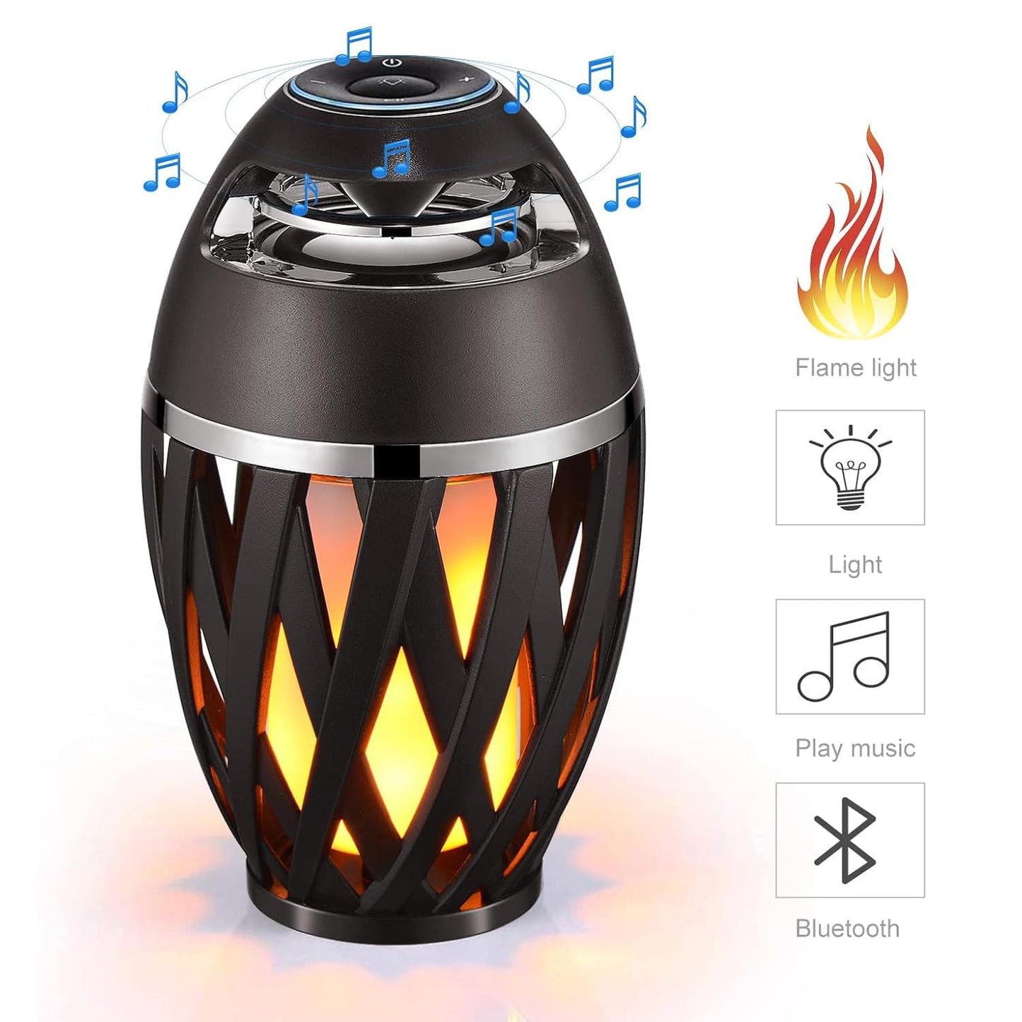 JinXiHua Led Flame Speaker Bluetooth Speakers,Dancing Flames Outdoor Indoor Portable Bluetooth Speaker &Torch Atmosphere Light for Patio Porch Garden