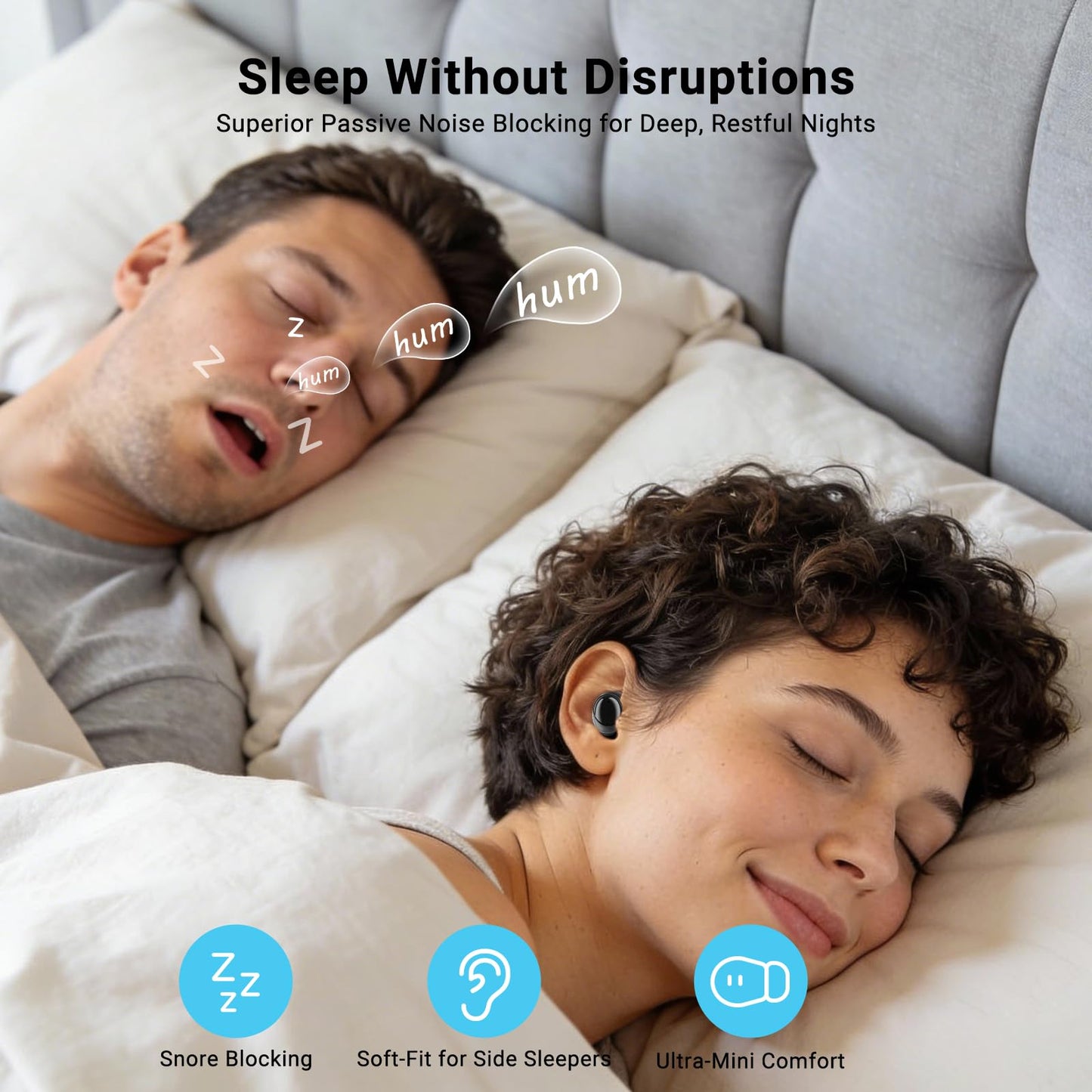 Ertuly T33 Sleep Earbuds, Bluetooth 6.0 Noise Cancelling Sleep Headphones for Side Sleepers, ANC Up to 98%, Sleep Mode, 48H Playtime, Small Earbuds