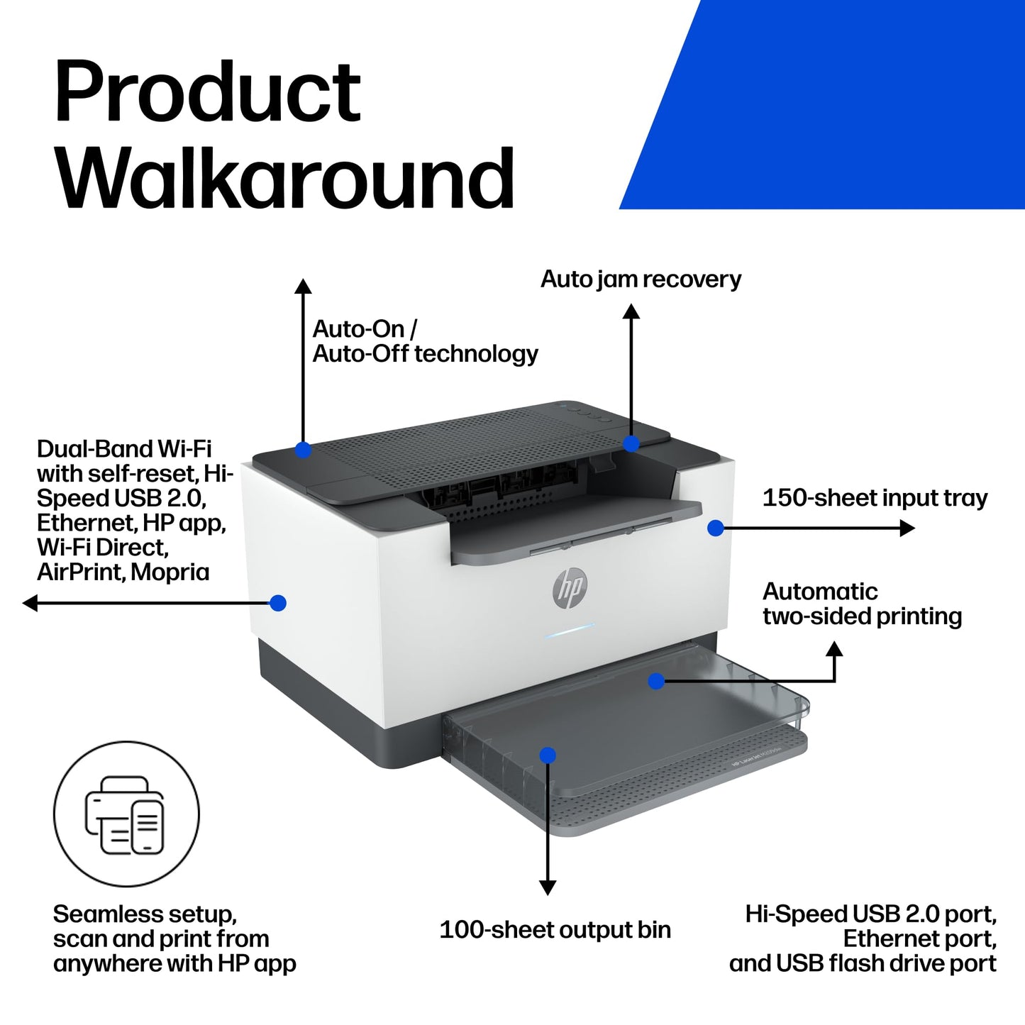 HP LaserJet M209dw Wireless Printer, Print, Fast speeds, Easy Setup, Mobile Printing, Best-for-Small Teams, Instant Ink Eligible