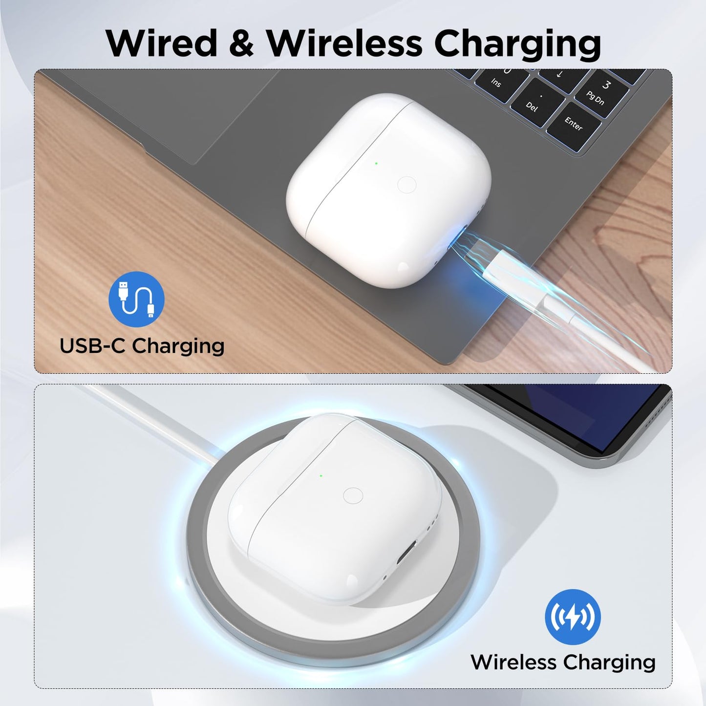 Wireless Charging Case for Airpods 4th Generation with USB-C Port, Replacement Charger Cases Compatible with AirPod 4 Gen, Air Pod 4th Type-C Charger