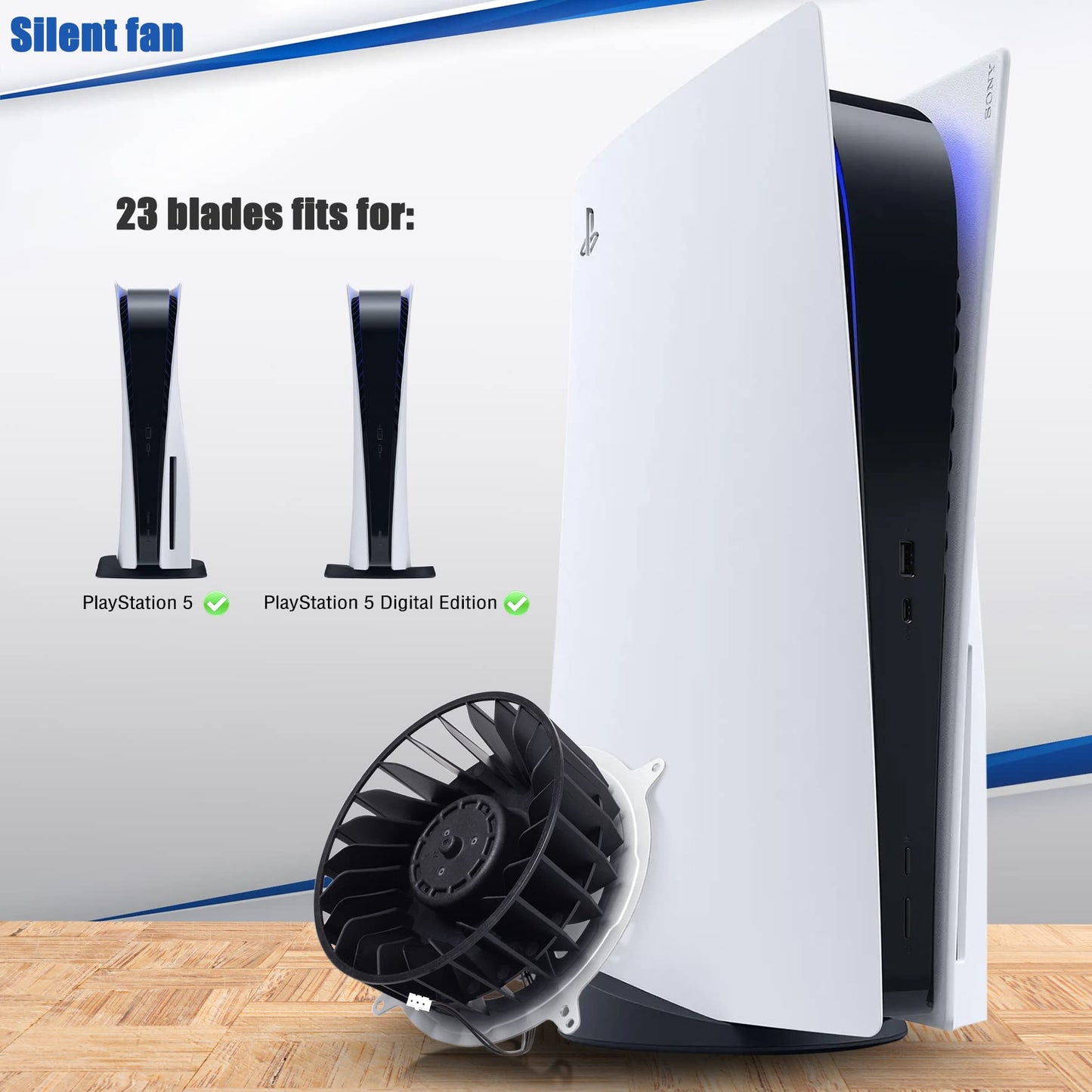 Gorliskl Internal Cooling Fan Replacement for Sony PlayStation 5 PS5 Series,New PS5 CPU Cooler Fan 23 Blades