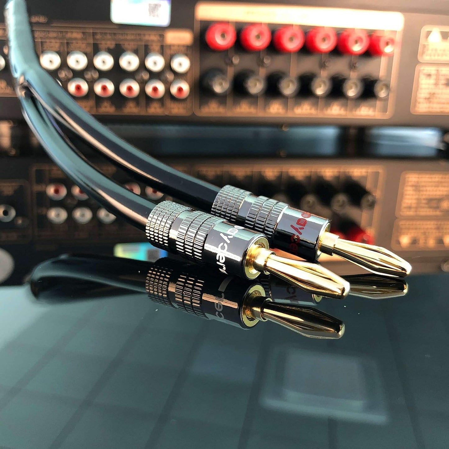 Goaycer Banana Plugs for Speaker Wire ?24K Gold Plated Speaker Banana Plugs (2 Pairs/4 pcs)