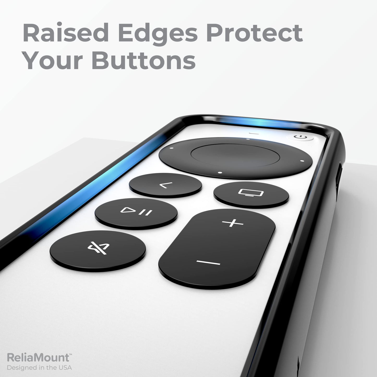ReliaMount Case for Apple TV Remotes - Premium Drop Protection and Comfortable to Hold - Designed in USA (Premium Black with Soft Microfiber Lining)