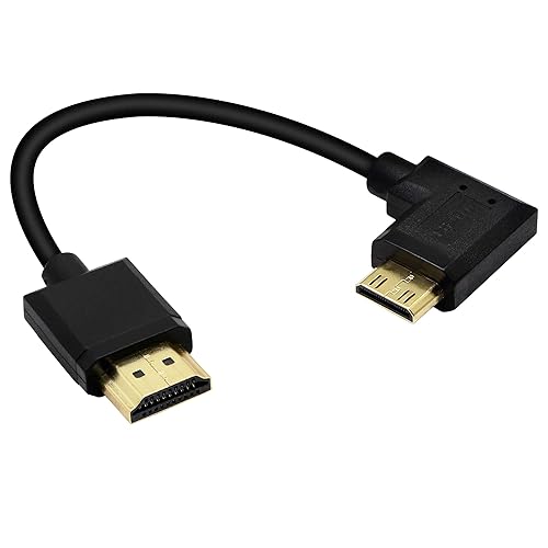 15CM Mini HDMI to HDMI Short Cable, 90 Degree Right Angle High Speed Mini HDMI Male to HDMI 2.0 Male Adapter Support 4k@60HZ YOUCHENG, for Raspberry