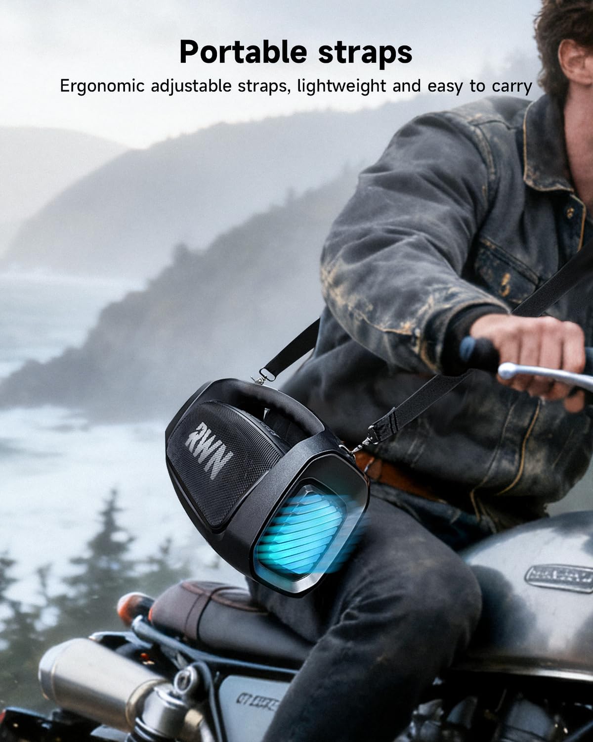 RWN Outdoor Bluetooth Speaker: 160W Loud Sound, IP67 Waterproof with 24H Playtime, Fast Charge, Bass, TWS, Portable Wireless Speakers with Light Show