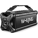 W-KING Bluetooth Speaker, 90W Max Portable Outdoor Speaker Loud, IPX6 Waterproof/50W Deep Bass Subwoofer/40H/EQ/Dual Pairing/TF/AUX, Large Boombox